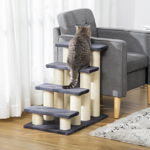 PawHut Pet Steps with Sisal Posts – Climbing Tree for Cats & Dogs