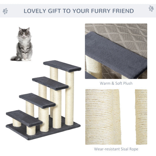 PawHut Pet Steps with Sisal Posts – Climbing Tree for Cats & Dogs