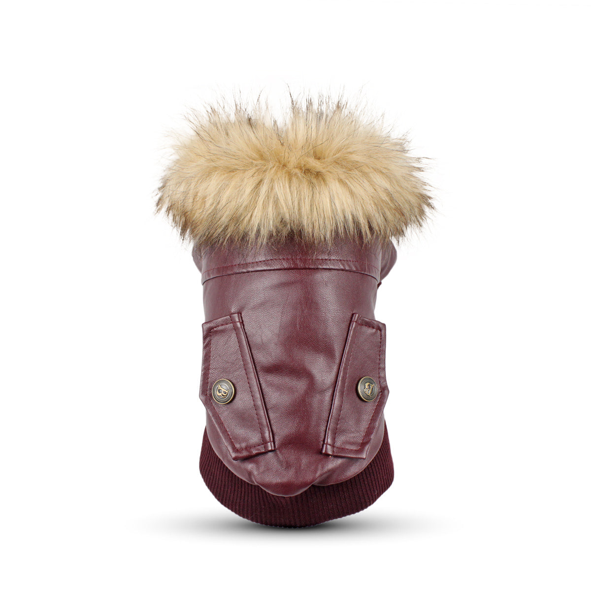 Dog Leather Jacket – Fur Collar & Warm Lambskin Lining