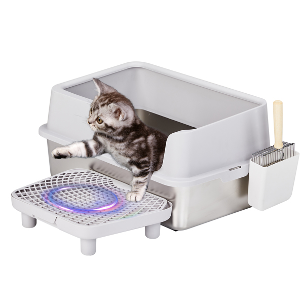 Deep Cat Litter Box Odor-Free Litter Box With Filtering Foot Board