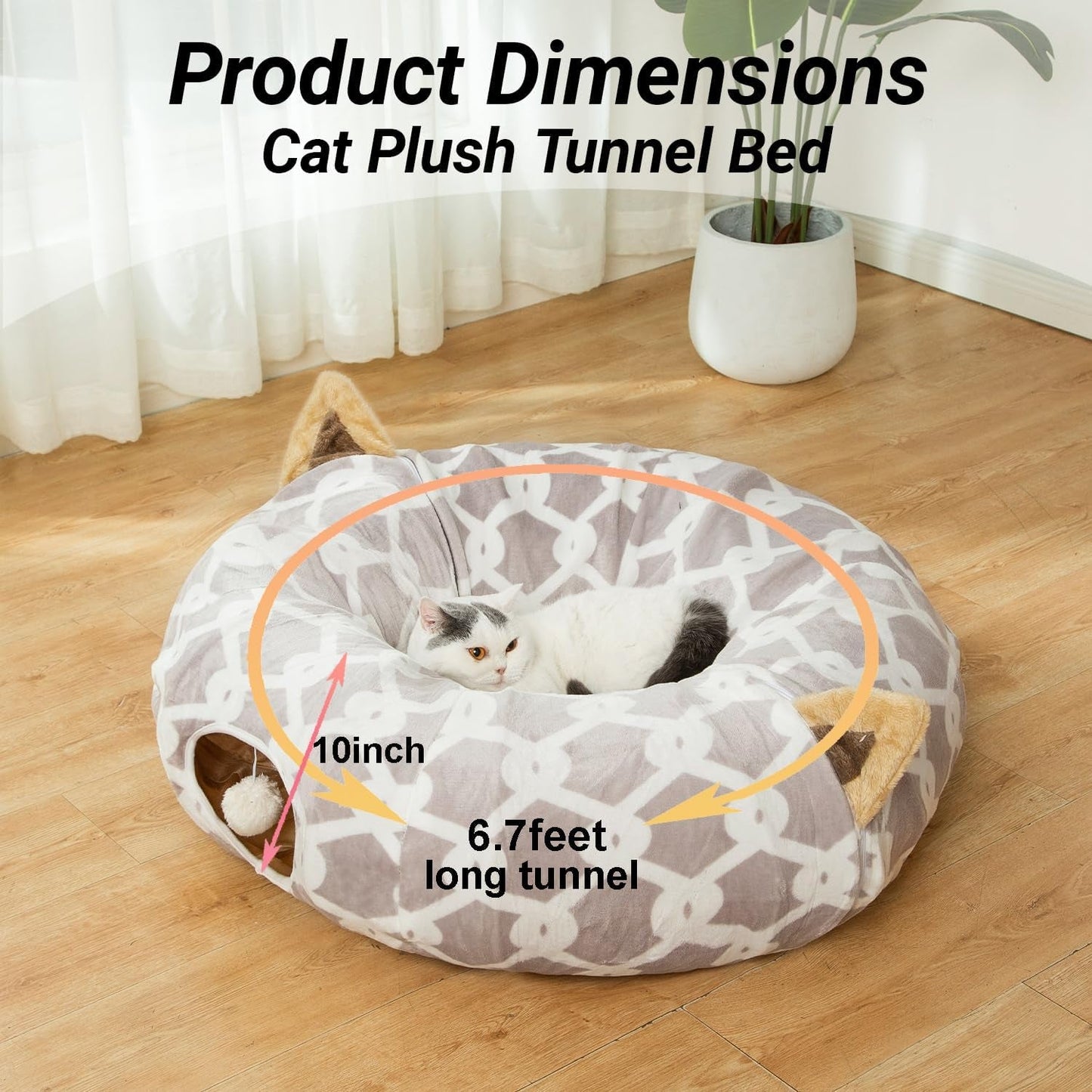 Plush Cat Tunnel Bed – Cozy Play Tunnel & Lounging Spot for Cats and Small Pets