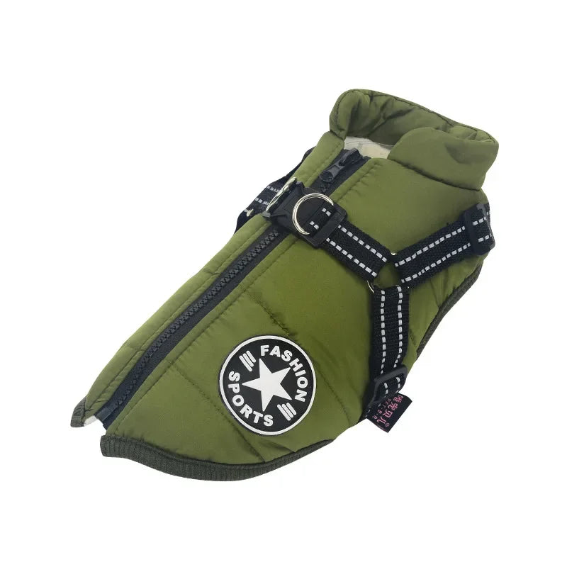 Ultimate Winter Dog Jacket – Waterproof, Windproof w/ Built-In Harness for All-Weather Adventures