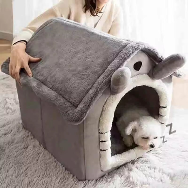 Plush Indoor Cat House – Private, Cozy Pet Bed with Removable Cushion for All-Season Comfort