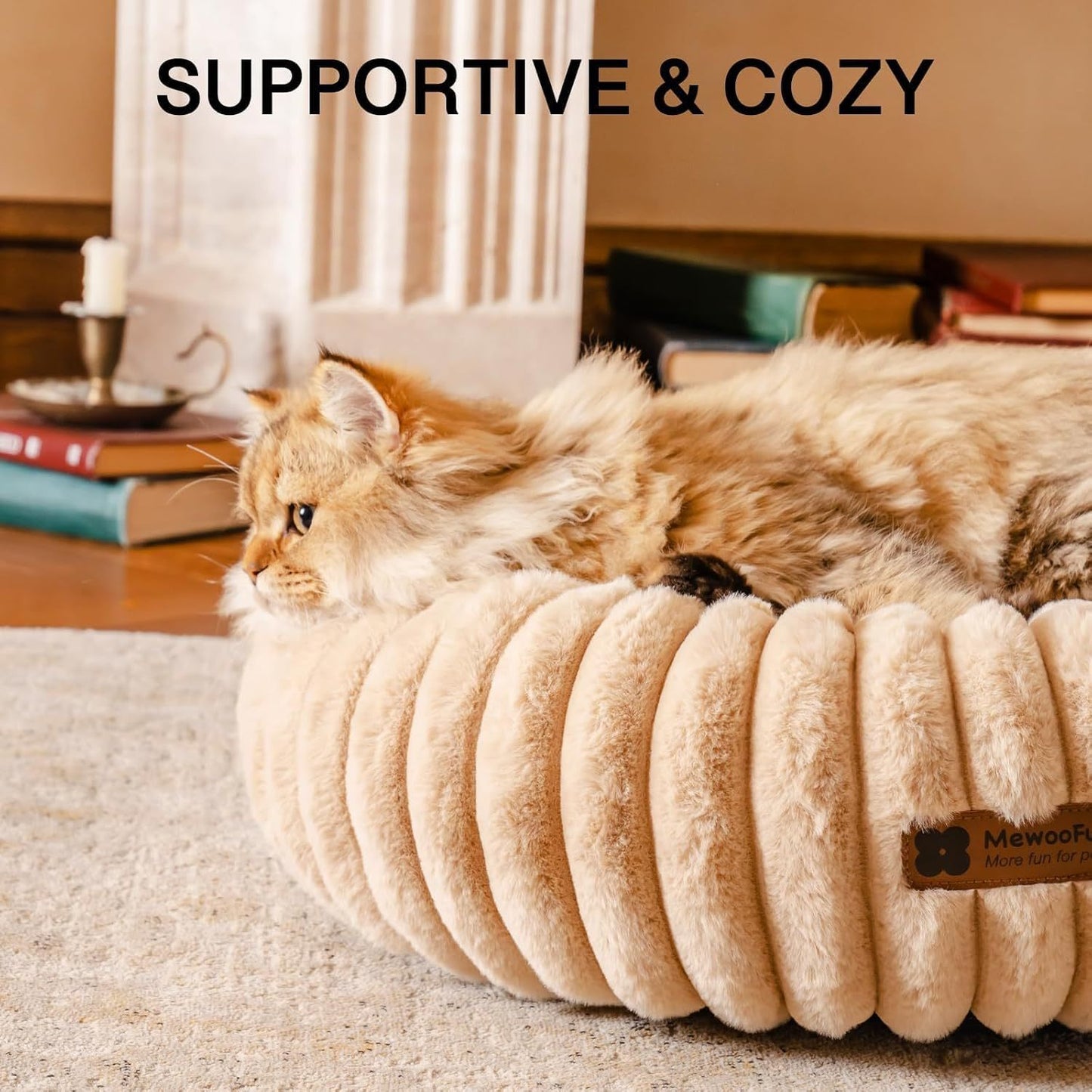 MEWOOFUN Cozy Donut Dog Calming Bed Plush, Durable Anxiety Relief