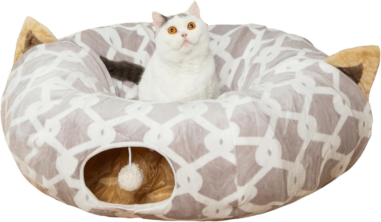 Plush Cat Tunnel Bed – Cozy Play Tunnel & Lounging Spot for Cats and Small Pets
