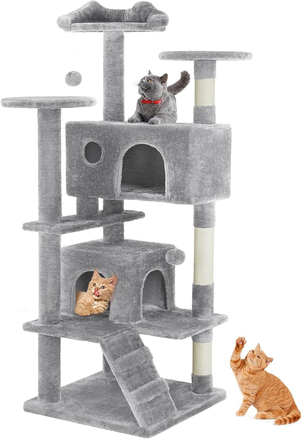 Pink Cat Tree Tower - Multi-level With Sisal Grab Post, Indoor Cat Apartment