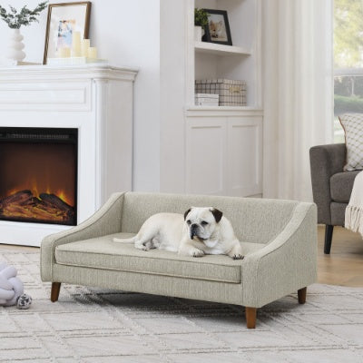 Durable Elevated Dog Sofa Bed with Modern Irregular Armrest