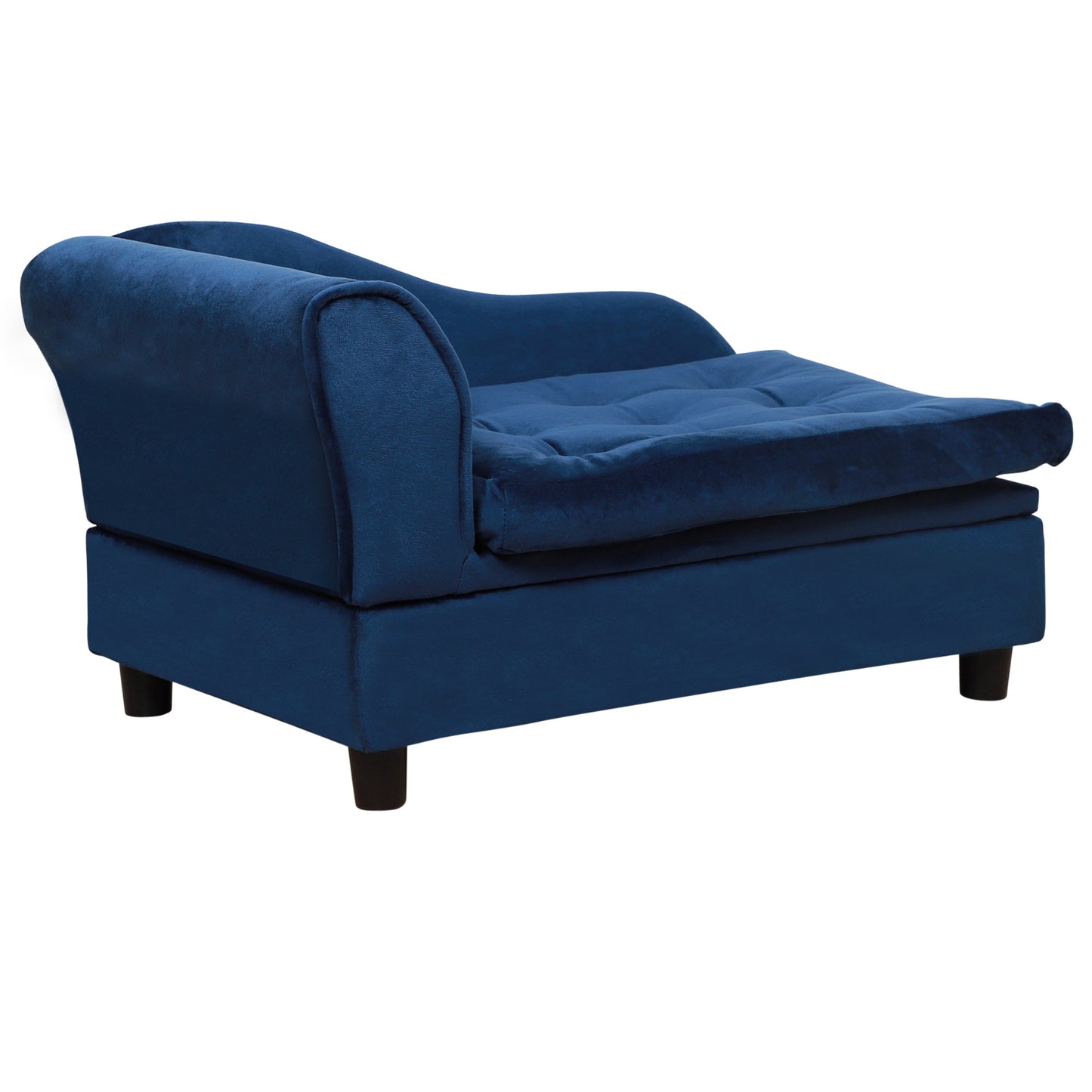 PawHut Luxury Small Dog Sofa Bed with Hidden Storage - Blue
