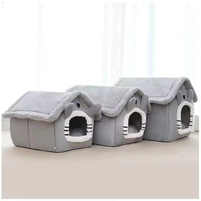 Plush Indoor Cat House – Private, Cozy Pet Bed with Removable Cushion for All-Season Comfort