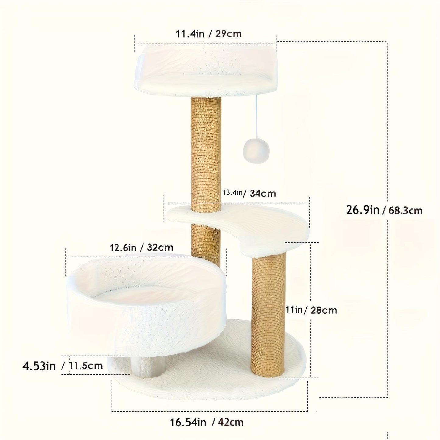 Multi-layer Cat Tree Indoor Cat Furniture With Scratching Post And Interactive Ball Toy