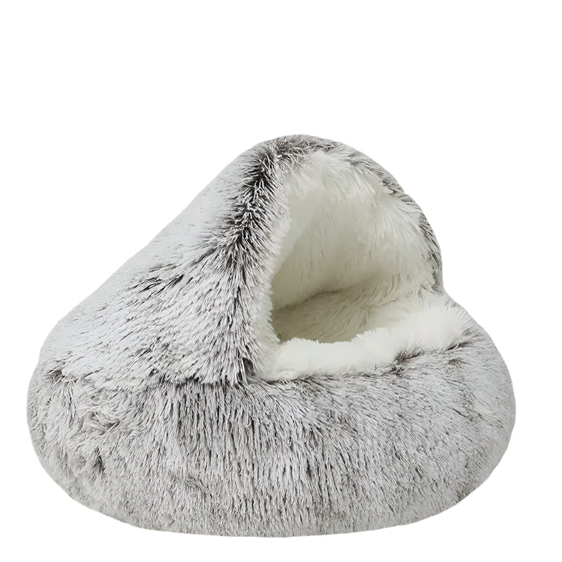 Versatile 2-in-1 pet bed used as a sleeping bag and open bed