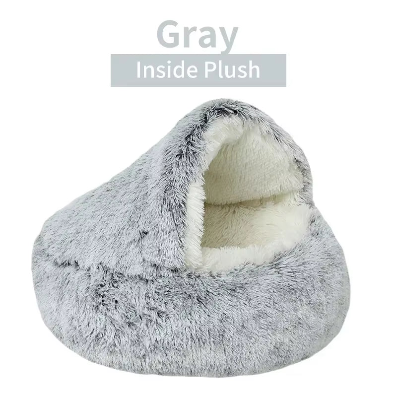 Overstuffed, plush pet bed with a fluffy interior