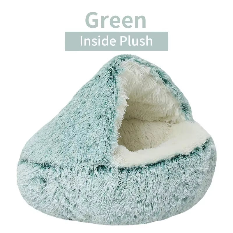 Versatile 2-in-1 pet bed used as a sleeping bag and open bed