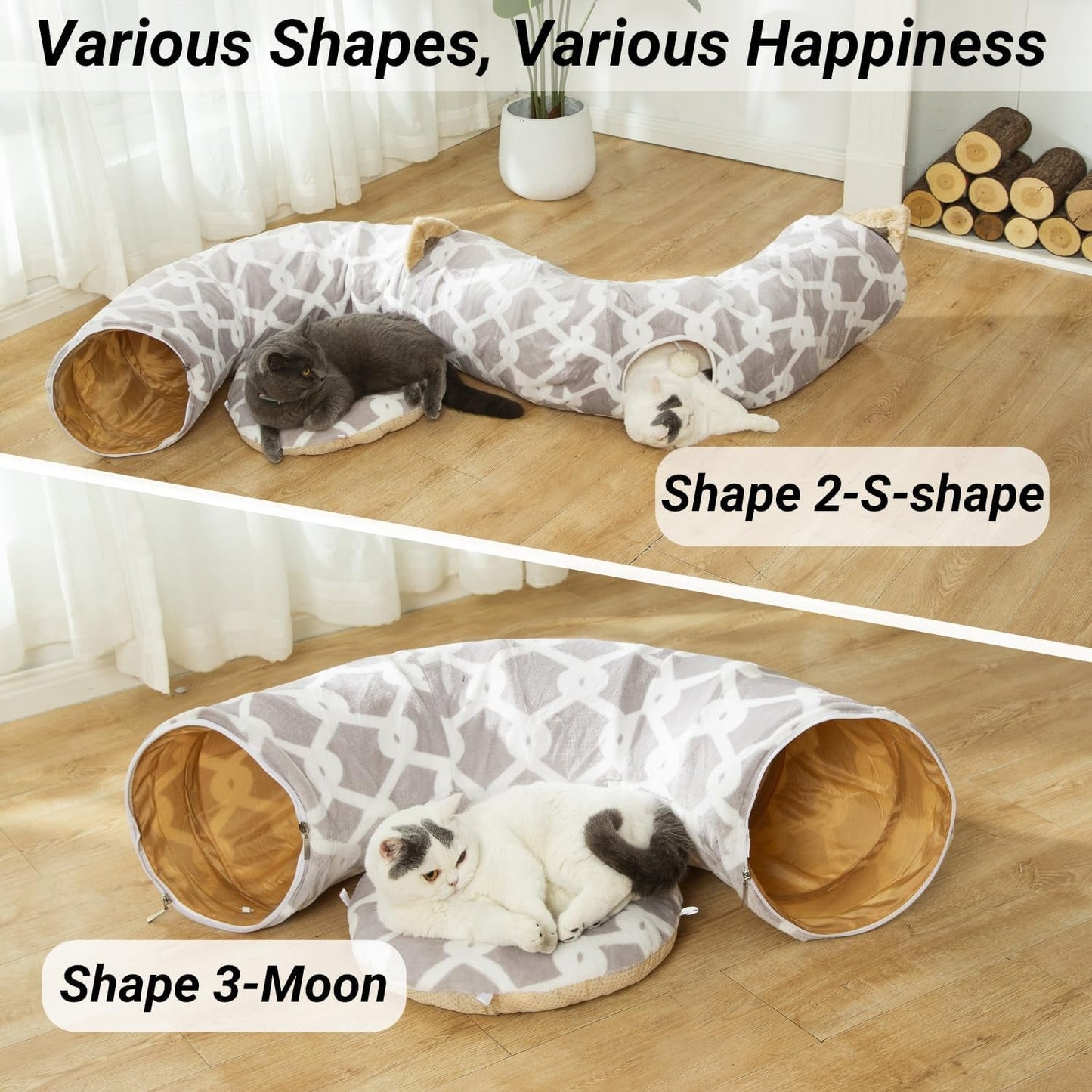 Plush Cat Tunnel Bed – Cozy Play Tunnel & Lounging Spot for Cats and Small Pets