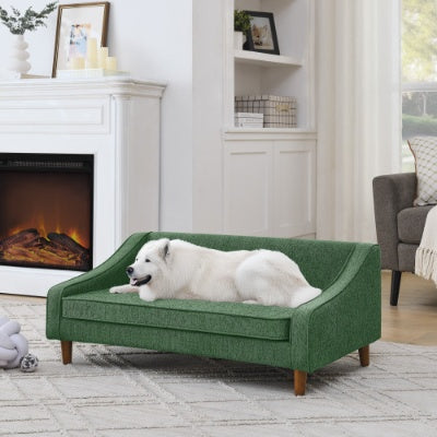 Durable Elevated Dog Sofa Bed with Modern Irregular Armrest