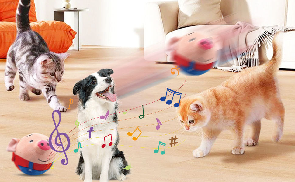 Interactive bouncing dog toy in action – motion-activated ball bouncing for exercise and play