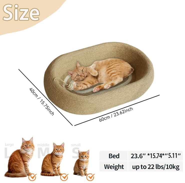 Large Space Sisal Cat Scratching Board Cat Bed, Wear-resistant and Non-chipping Cat Scratching Basin Concave Design For Scratching and Sleeping