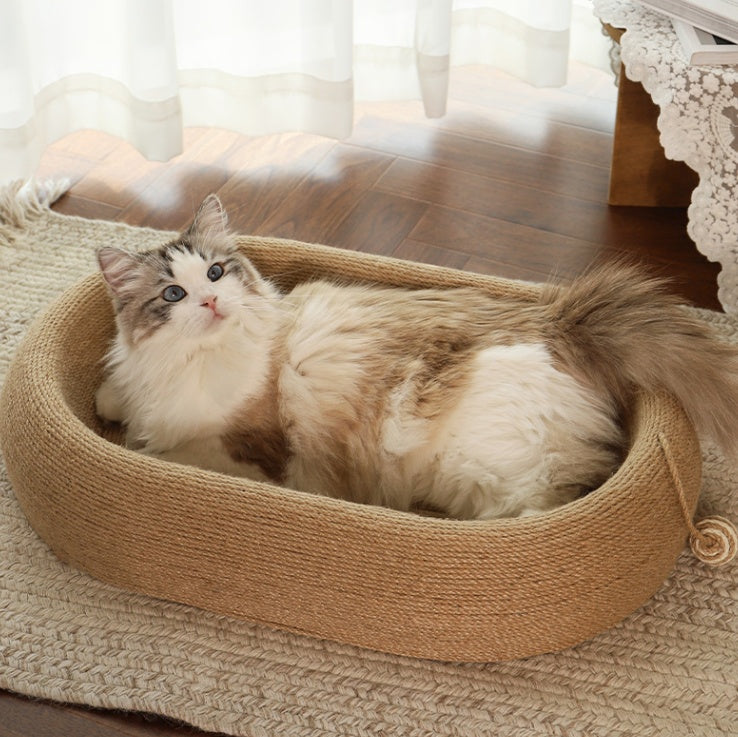 Large Space Sisal Cat Scratching Board Cat Bed, Wear-resistant and Non-chipping Cat Scratching Basin Concave Design For Scratching and Sleeping