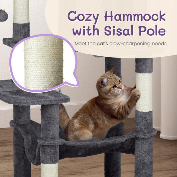 57 Inch Cat Climbing Frame – Multi-Level Tower with Condo