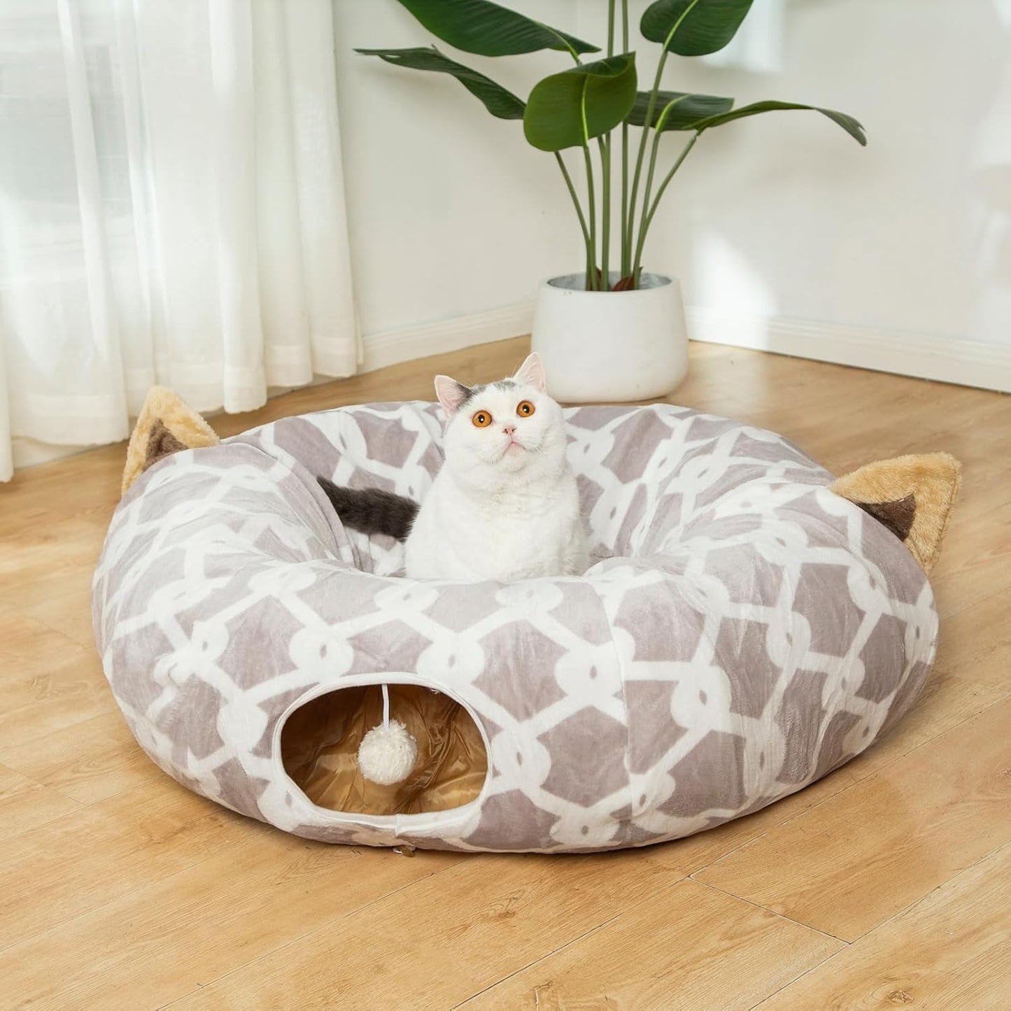 Plush Cat Tunnel Bed – Cozy Play Tunnel & Lounging Spot for Cats and Small Pets