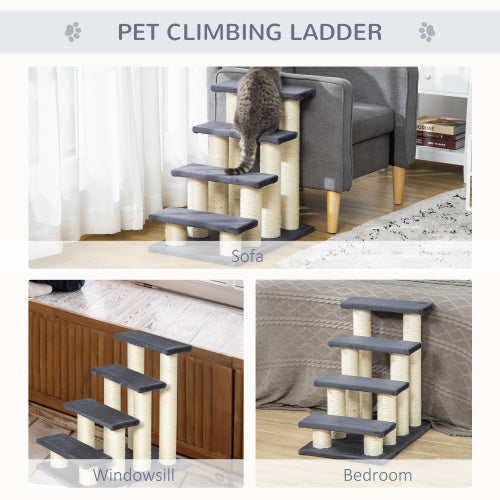 PawHut Pet Steps with Sisal Posts – Climbing Tree for Cats & Dogs