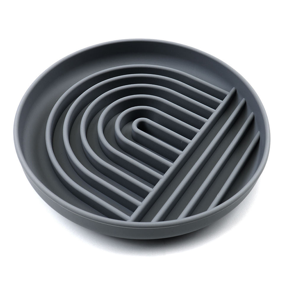gray slow feeder dog bowl