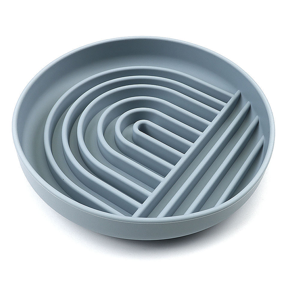 blue slow feeder dog bowl