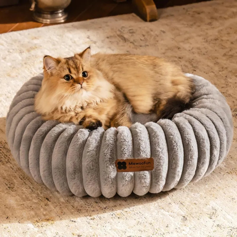 MEWOOFUN Cozy Donut Dog Calming Bed Plush, Durable Anxiety Relief