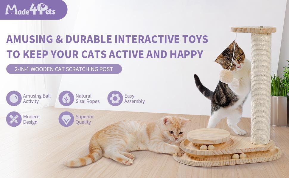 Indoor Cat Soft Scratching Post And Interactive Ball Toy