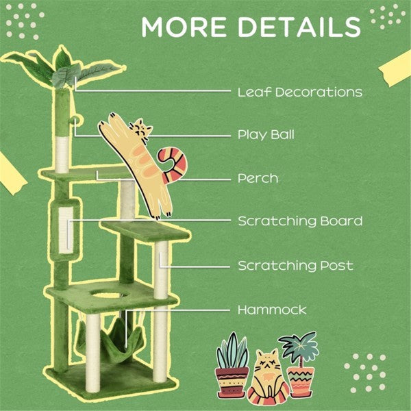 Triple Level Cat Tree Tower with Hammock and Scratch Posts