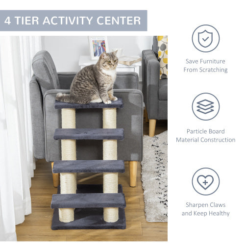 PawHut Pet Steps with Sisal Posts – Climbing Tree for Cats & Dogs