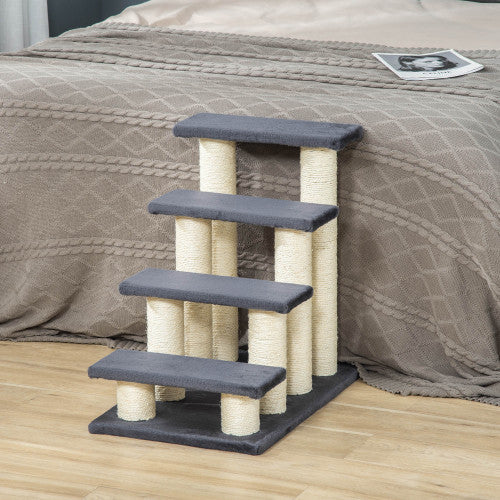 PawHut Pet Steps with Sisal Posts – Climbing Tree for Cats & Dogs