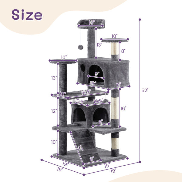53 Inch Cat Tree – Multi-Level Condo Tower for Active Cats