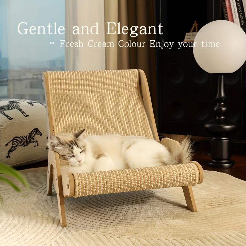 2-in-1 Cat Hammock And Scratching Post Durable Linen Rope Pet Rest Chair Cat Scratcher