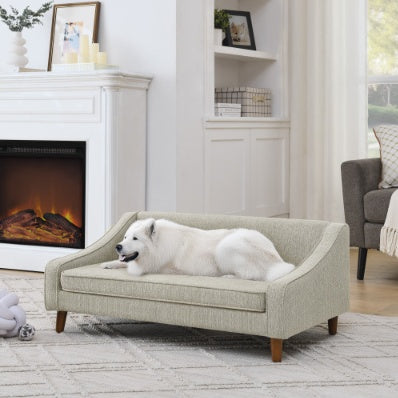 Durable Elevated Dog Sofa Bed with Modern Irregular Armrest
