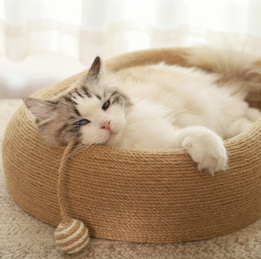 Large Space Sisal Cat Scratching Board Cat Bed, Wear-resistant and Non-chipping Cat Scratching Basin Concave Design For Scratching and Sleeping