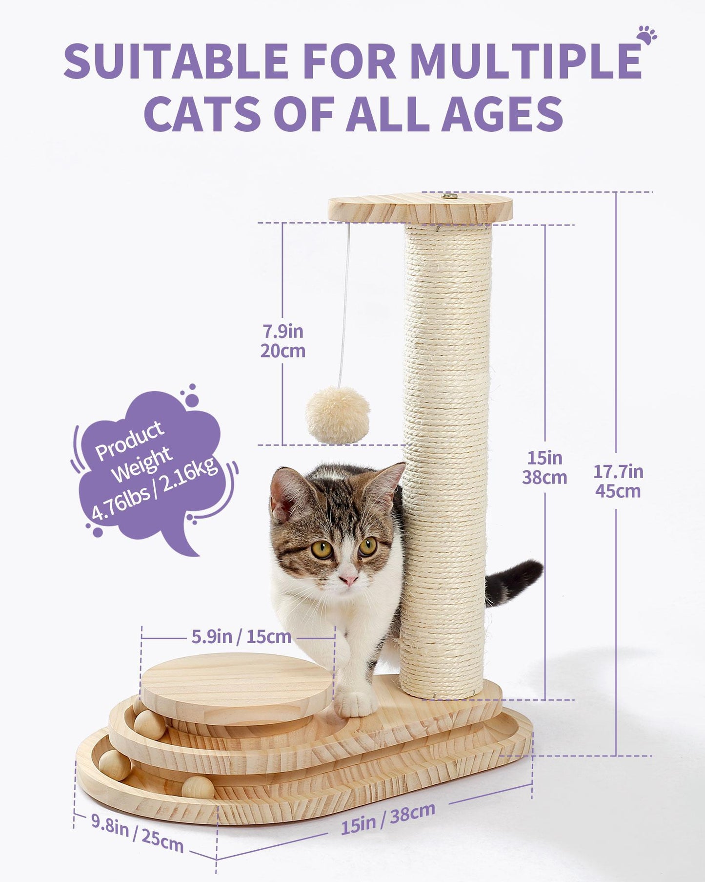 Indoor Cat Soft Scratching Post And Interactive Ball Toy