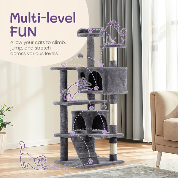 53 Inch Cat Tree – Multi-Level Condo Tower for Active Cats