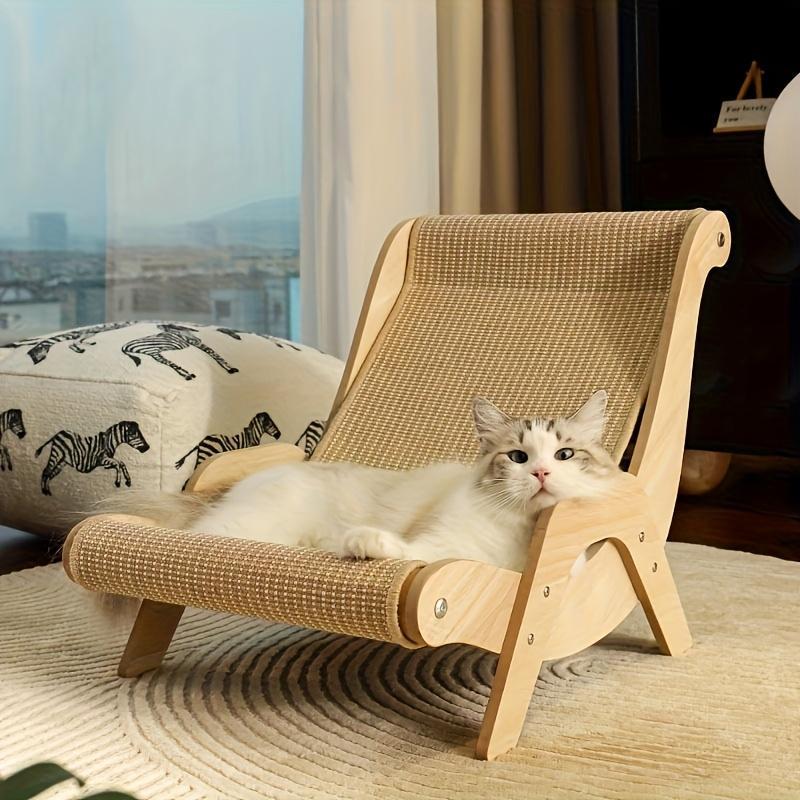 2-in-1 Cat Hammock And Scratching Post Durable Linen Rope Pet Rest Chair Cat Scratcher