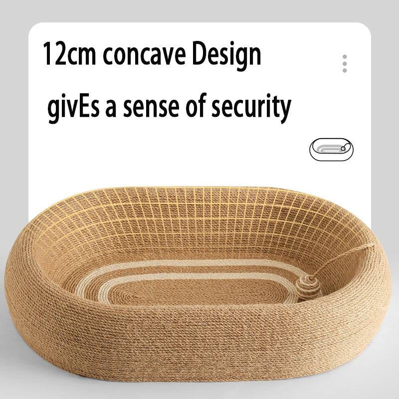 Large Space Sisal Cat Scratching Board Cat Bed, Wear-resistant and Non-chipping Cat Scratching Basin Concave Design For Scratching and Sleeping