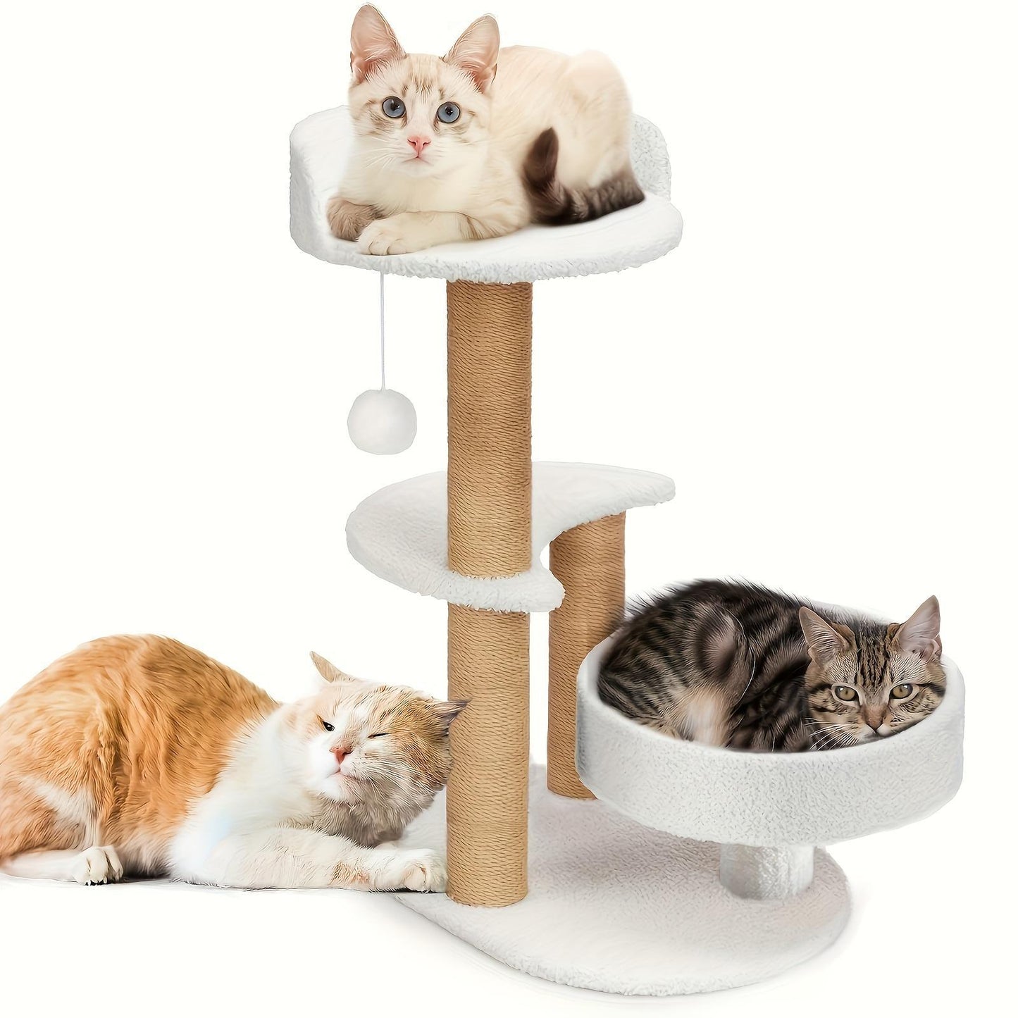 Multi-layer Cat Tree Indoor Cat Furniture With Scratching Post And Interactive Ball Toy