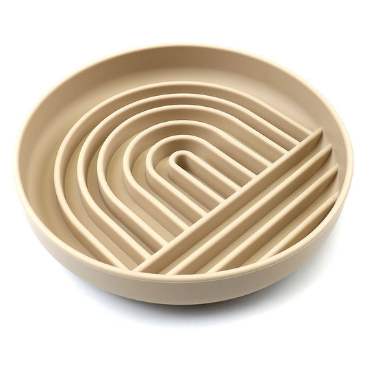 beige slow feeder dog bowl