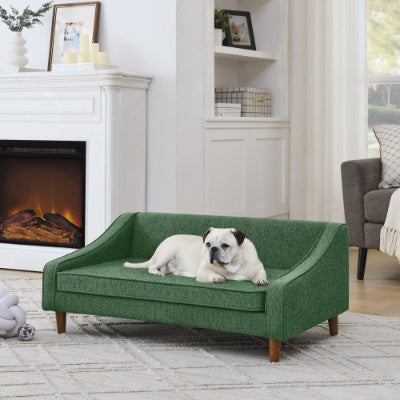 Durable Elevated Dog Sofa Bed with Modern Irregular Armrest