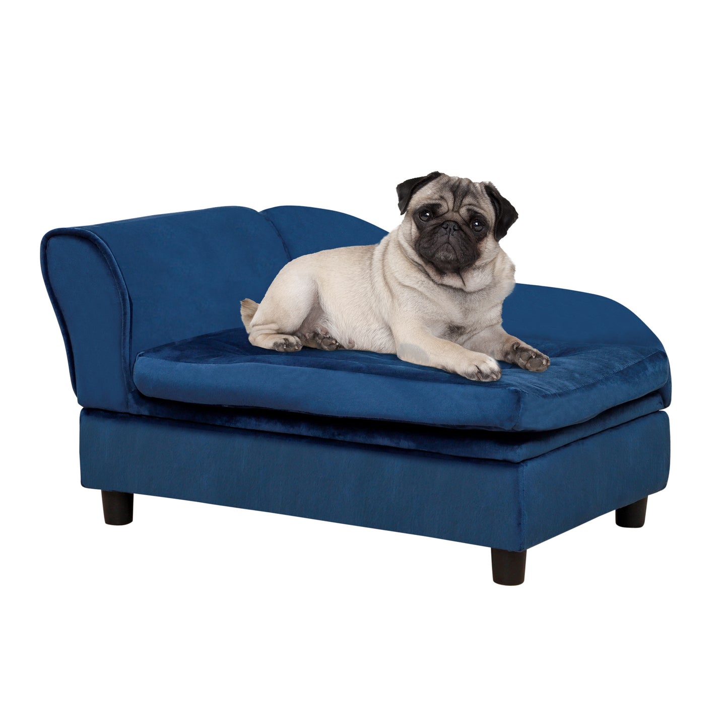 PawHut Luxury Small Dog Sofa Bed with Hidden Storage - Blue