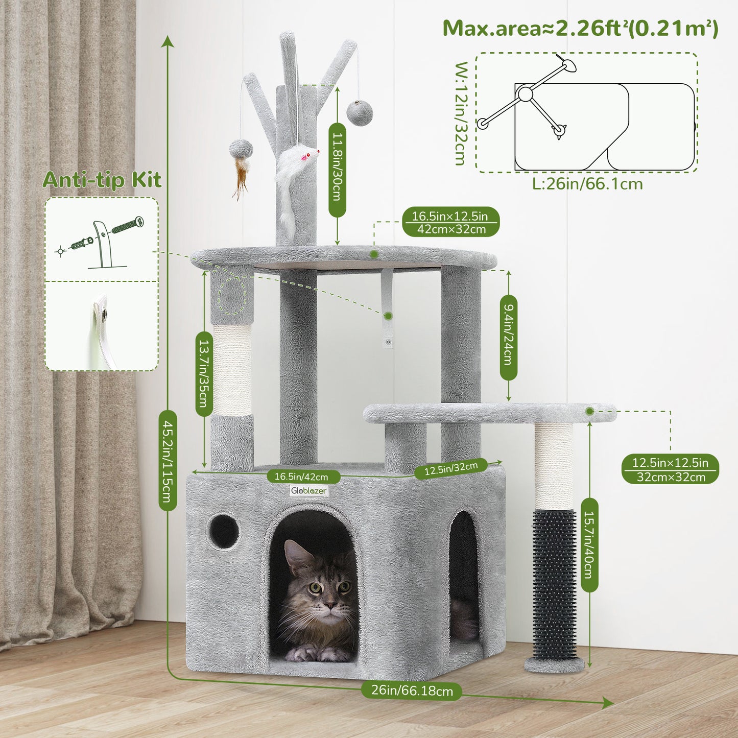 44 Inch Cat Climbing Frame and Mansion