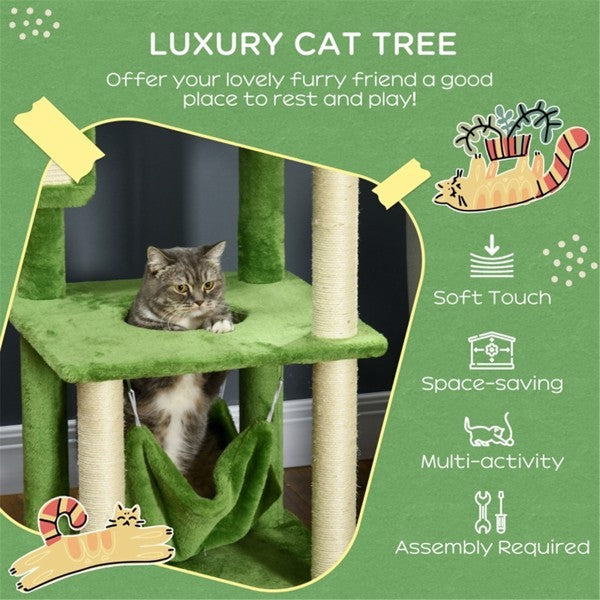 Triple Level Cat Tree Tower with Hammock and Scratch Posts