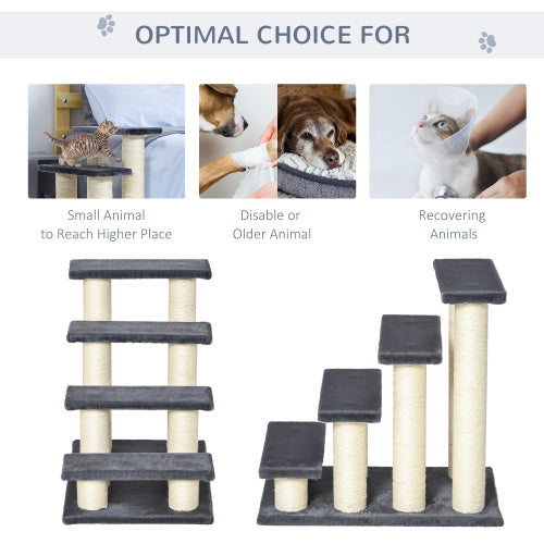 PawHut Pet Steps with Sisal Posts – Climbing Tree for Cats & Dogs