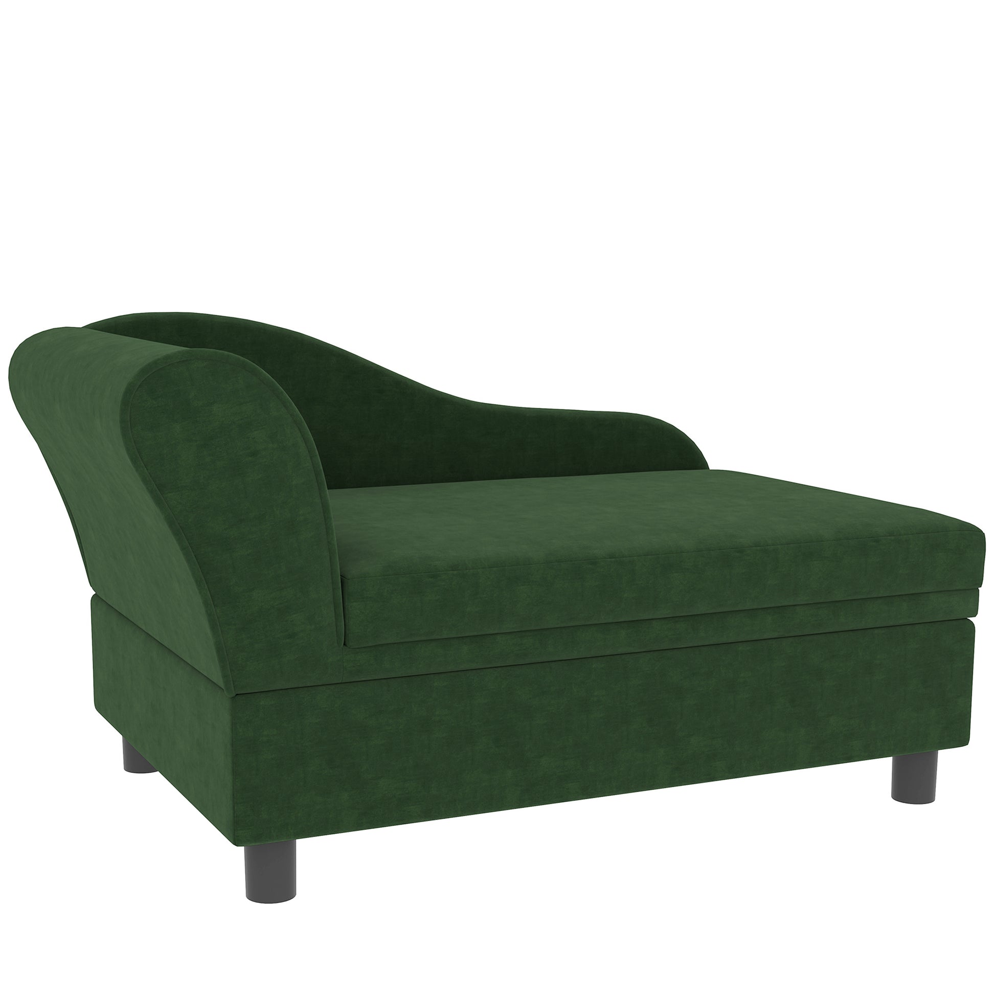 Green pet chaise lounge chair on a white background